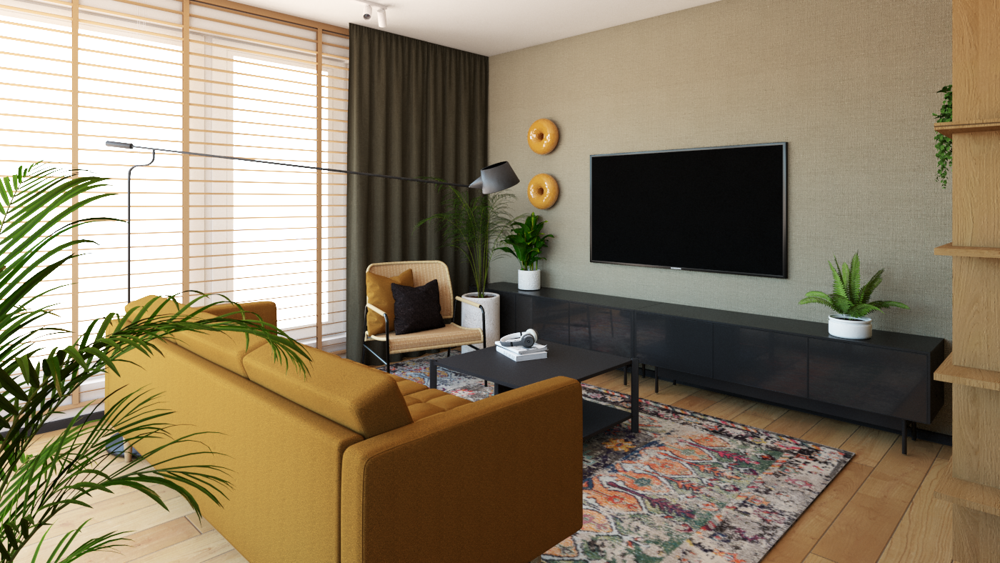 Projektowanie wnętrz  Gdynia - żółta sofa